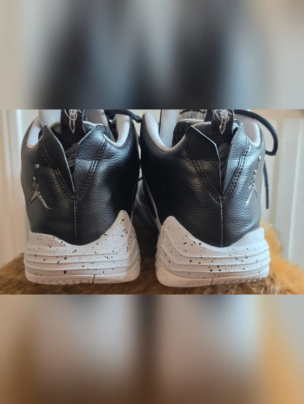 Jordan Men's Gray and Black High-Top Athletic Basketball Shoes
